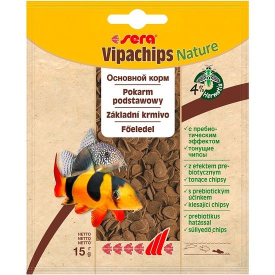 Vipachips  15гр. чипсы для донных рыб с водорослью спирулина. 1/25