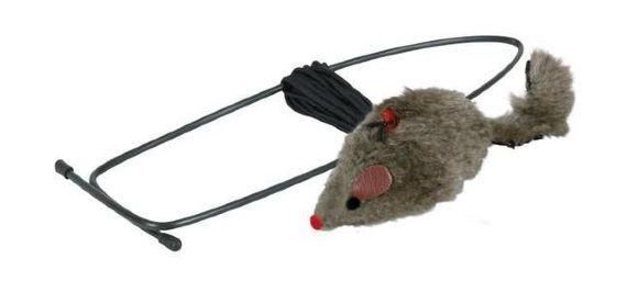 Trixie игрушка для кошек Мышь с микрочипом на дверной проем 8 см, пищит при касании (4546)
