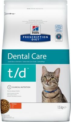 Hill's Prescription Diet t/d Dental Care  Сухой диетический корм для кошек при заболеваниях полости рта с курицей