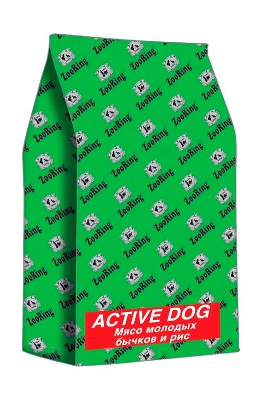 ZooRing Active Dog - Сухой корм для взрослых собак Средних и Крупных пород с хондрозащитными агентами из Мяса молодых бычков с рисом