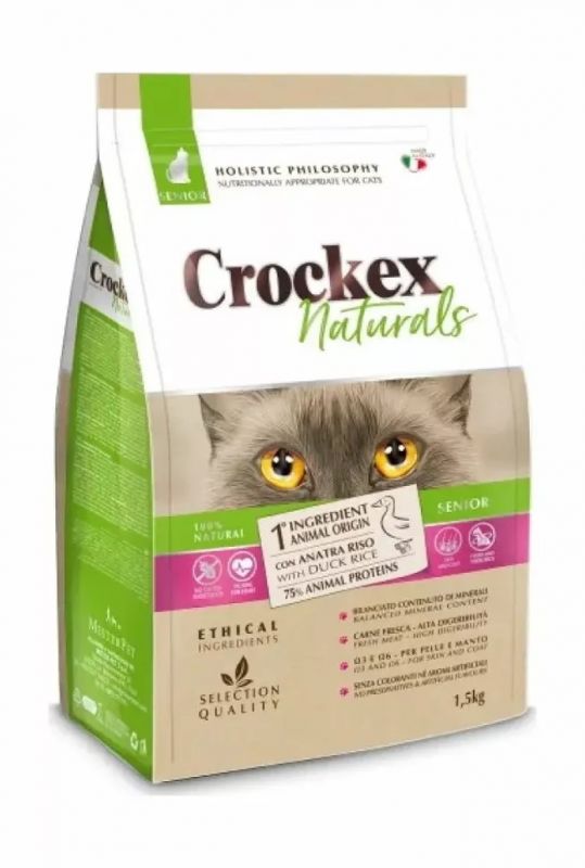 Crockex Wellness Senior - Сухой корм для пожилых кошек утка с рисом