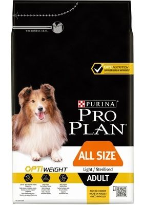 Pro Plan Adult Light Сухой корм для взрослых собак всех пород склонных к избыточному весу и стерилизованных, с курицей и рисом