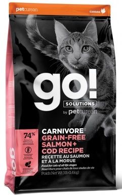 GO! Carnivore Grain Free Salmon + Cod Recipe беззерновой корм для котят и кошек, с лососем и треской