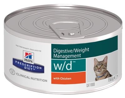 Hill's вет.консервы Prescription Diet w/d Digestive  Влажный диетический корм для кошек при поддержании веса и сахарном диабете с курицей
