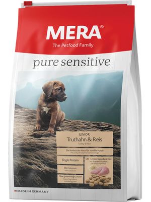 Mera Pure Sensitive Junior Truthahn & Reis - Сухой корм для щенков всех пород с Индейкой и рисом, для беременных и кормящих