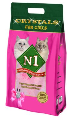N1 «For Girls» силикагелевый наполнитель для кошечек, розовый