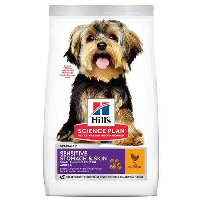 Hill's Science Plan - Сухой корм для взрослых собак малых и миниатюрных пород с чувствительным желудком и кожей, курица - Sensitive Small & Miniature