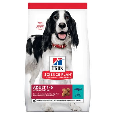 Hill's Science Plan - Сухой корм для взрослых собак средних пород с тунцом и рисом  - Adult  Tuna & Rice