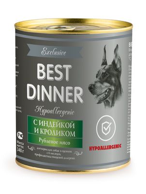 Best Dinner Консервы Exclusive Hypoallergenic с индейкой и кроликом