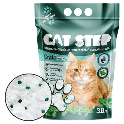 Cat step впитывающий силикагелевый наполнитель Crystal Fresh Mint