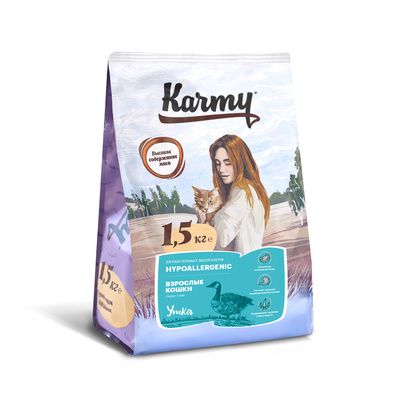 Karmy Hipoallergenic - Сухой корм для кошек, склонных к пищевой аллергии с уткой