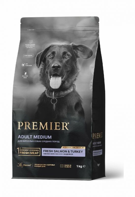 Premier Dog Medium Salmon&Turkey - Сухой корм для собак средних пород, с Лососем и Индейкой