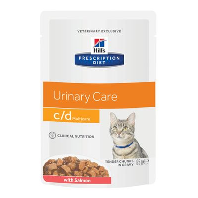 Hill's Prescription Diet c/d Multicare Urinary Care - Лечебные паучи для Кошек при МКБ - лосось в соусе