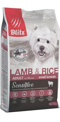 Blitz Sensitive Lamb & Rice Adult Dog Small Breeds - сухой корм для собак мелких с Ягненком и рисом