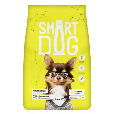 Smart Dog сухой корм для взрослых собак с курицей и рисом