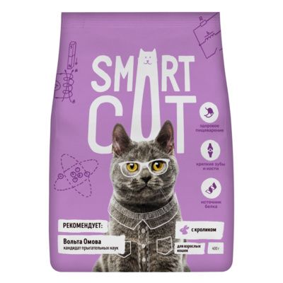 Smart Cat сухой корм для взрослых кошек с кроликом