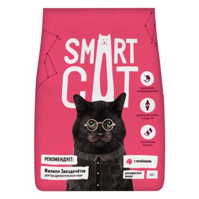 Smart Cat сухой корм для взрослых кошек с ягненком