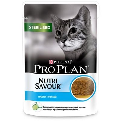 Purina Pro Plan влажный корм Nutri Savour для стерилизованных кошек и кастрированных котов паштет с треской
