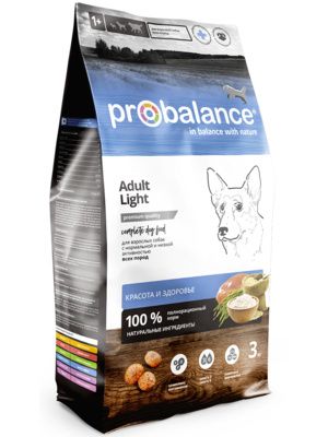 Probalance Сухой корм для взрослых собак всех пород с нормальной и низкой активностью, красота и здоровье