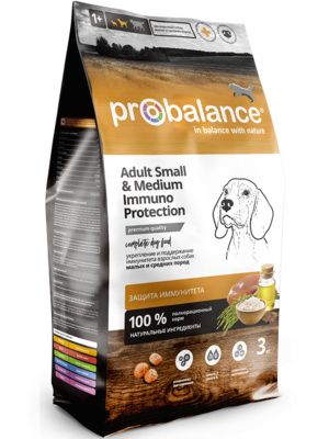 Probalance Сухой корм для взрослых собак малых и средних пород, укрепление и поддержание иммунитета