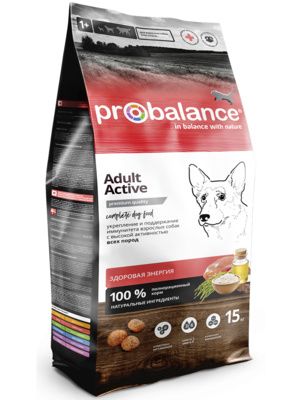 Probalance Сухой корм для взрослых собак всех пород с высокой активностью, здоровая энергия