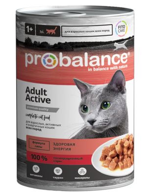 Probalance Консервы для взрослых активных, энергичных кошек всех пород