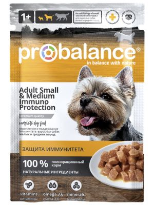 Probalance Паучи для взрослых собак малых и средних пород, укрепление и поддержание иммунитета