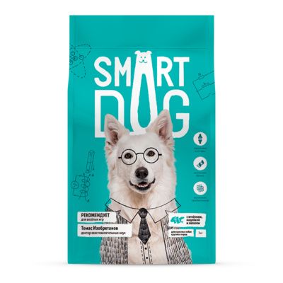 Smart Dog сухой корм для взрослых собак крупных пород с лососем, ягненком и индейкой