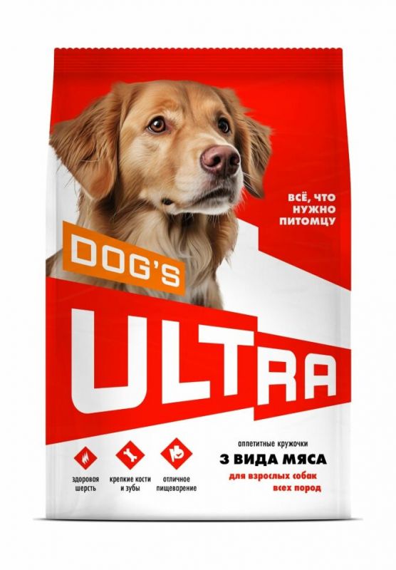 ULTRA - сухой корм для взроcлых собак всех пород 3 вида мяса