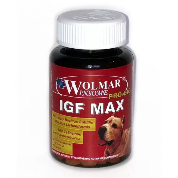 WOLMAR Pro Bio IGF MAX оптимизатор питания для увелич. роста мышечной массы собак 180 табл. /493/