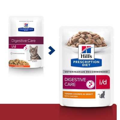 Hill's Prescription Diet i/d Digestive Care - Паучи, влажный диетический корм для кошек при расстройствах пищеварения, ЖКТ, с курицей