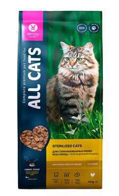 All Cats - Сухой корм для взрослых стерилизованных кошек с курицей