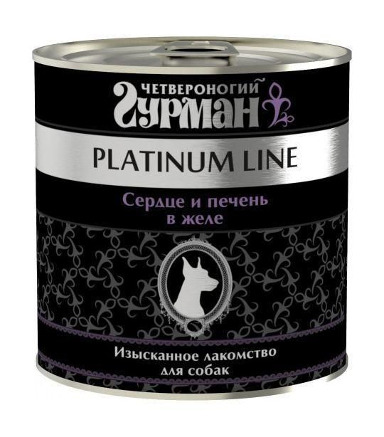 Четвероногий Гурман Platinum Line Консервы для собак с сердцем и печенью в желе