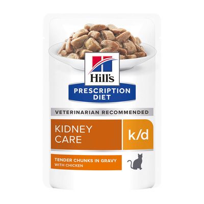 Hill's Prescription Diet k/d Kidney Care - Паучи,  влажный диетический корм для кошек при хронической болезни почек, с курицей