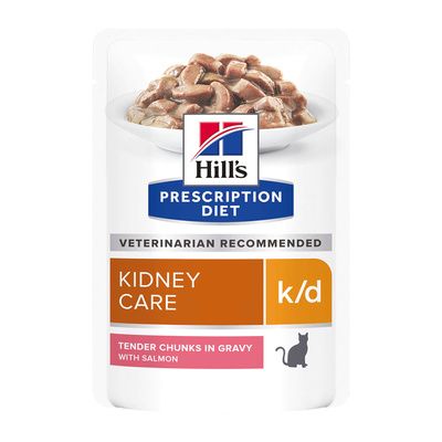 Hill's Prescription Diet k/d Kidney Care - Паучи для Кошек при заболевании почек кусочки лосося в соусе