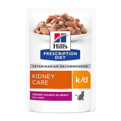 Hill's Prescription Diet k/d Kidney Care - Паучи для Кошек при заболевании почек кусочки говядины в соусе