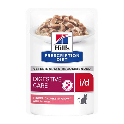 Hill's Prescription Diet i/d Digestive Care - Паучи, влажный диетический корм для кошек при расстройствах пищеварения, ЖКТ, с лососем