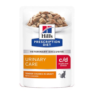 Hill's Prescription Diet c/d Urinary Stress - Паучи, влажный диетический корм для кошек при профилактике цистита и мочекаменной болезни (МКБ), в том числе вызванные стрессом, с курицей