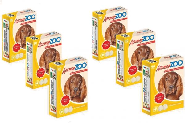 ДокторZoo - витамины для собак с сыром, 90 таб. х 6 шт