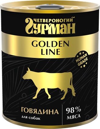 Четвероногий Гурман Golden Line Консервы для собак с говядиной в желе