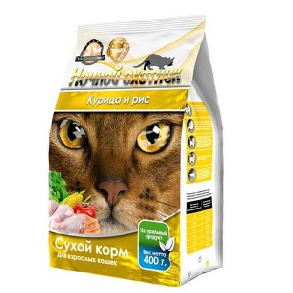 Ночной Охотник - Сухой корм для взрослых кошек с Курицей и рисом