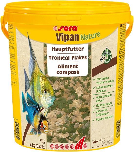 Sera Vipan NATURE - Корм для рыб основной в хлопьях 4 кг (хлопья, ведро)
