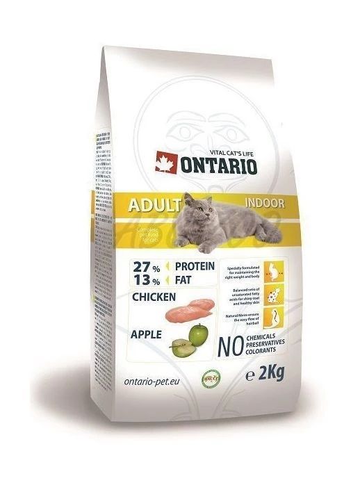 Ontario Adult Indoor  Сухой корм для домашних кошек с цыплёнком