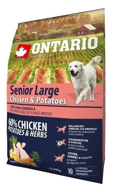 Ontario Senior Large Chicken & Potatoes  Сухой корм для пожилых собак крупных пород с курицей и картофелем