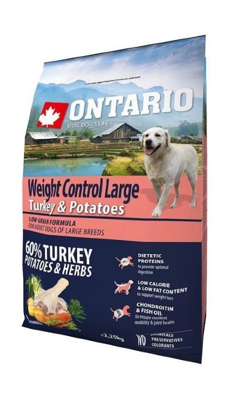 Ontario Adult Large Weight Control Turkey & Potatoes  Сухой корм Контроль веса для собак крупных пород с индейкой и картофелем