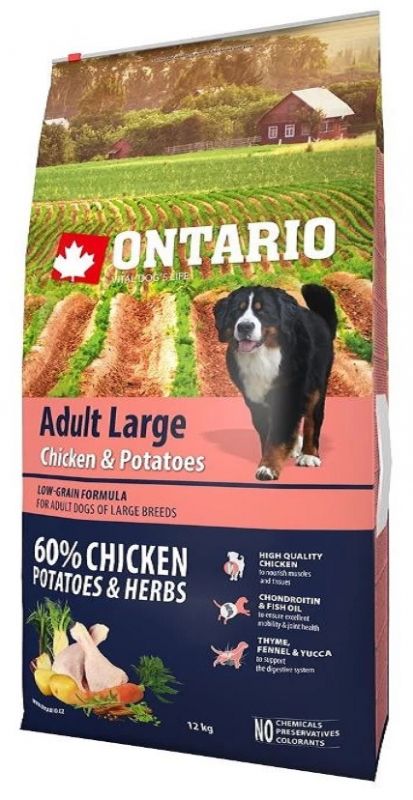 Ontario Adult Large Chicken & Potatoes  Сухой корм для собак крупных пород с курицей и картофелем