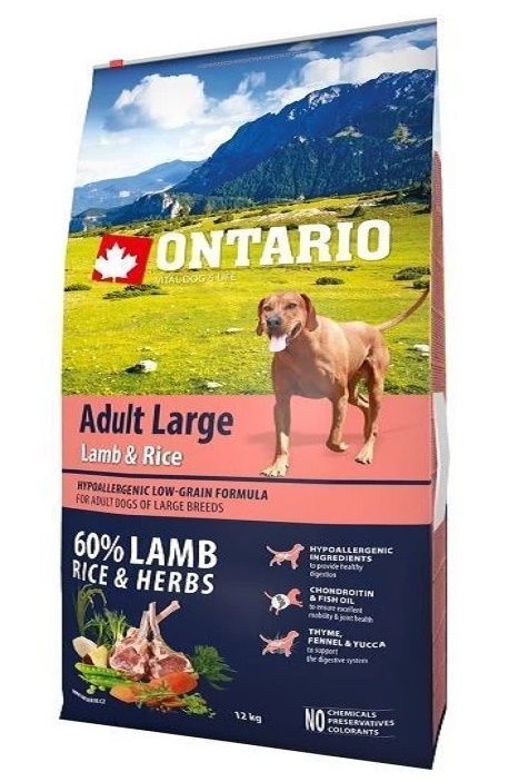 Ontario Adult Large Lamb, Turkey & Rice  Сухой корм для собак крупных пород с ягненком, индейкой и рисом