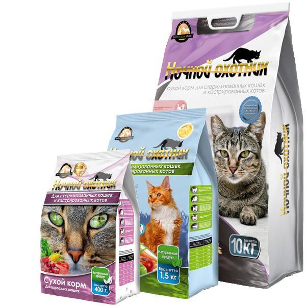 Ночной Охотник - Сухой корм для кастрированных котов и стерилизованных кошек