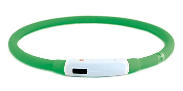 3511 Декор. LED ошейник RICHI 35см (S) зеленый силиконовый, 3 режима, встр. аккум., зарядка от USB