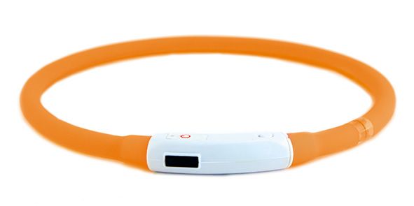 3505 Декор. LED ошейник RICHI 30см (XS) оранжевый силиконовый, 3 реж., встр. аккум., зарядка от USB